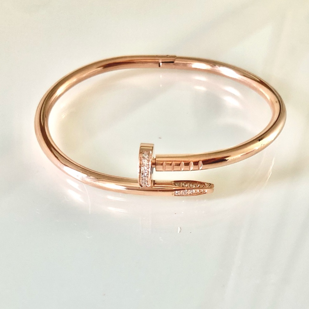 Rose Gold NAIL Classic Model Bracelet with Zirconia Stones